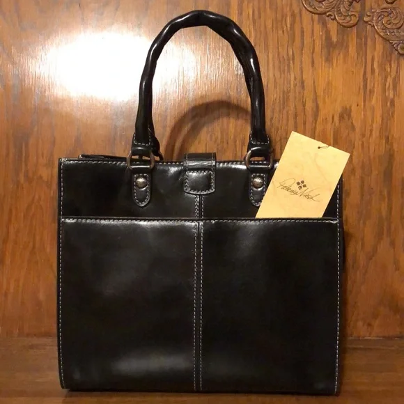 NWT-Patricia Nash-Jefferson-Top Handle Crossbody-Heavy Stitching-Black-$229
